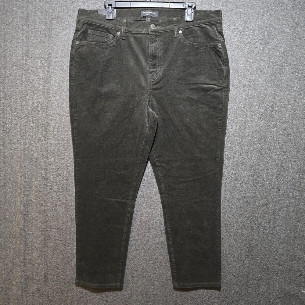 NWT Banana Republic High Rise Slim Fit Ankle Corduroy Pants Green Sz 16 36x27